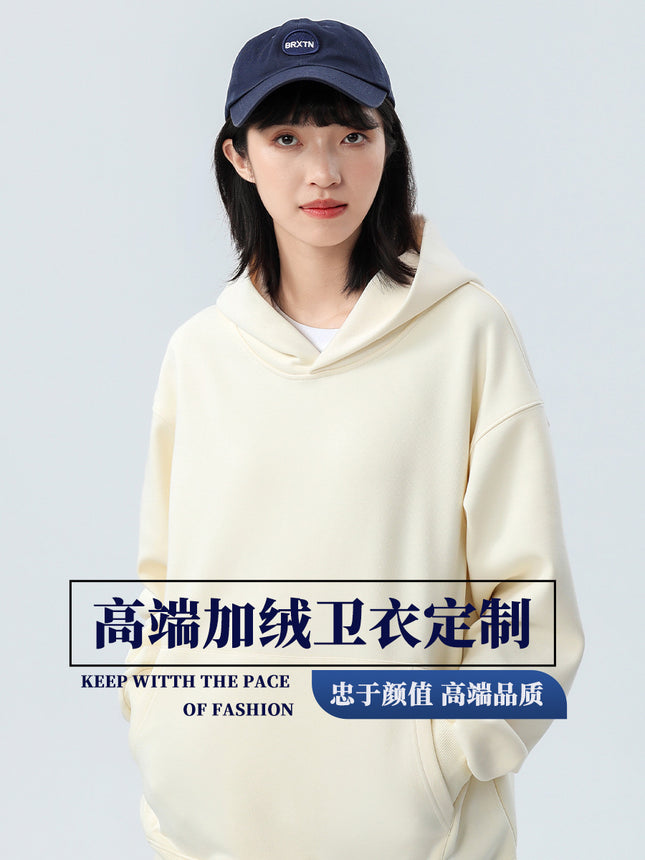 500g Imitation Cashmere Off-Shoulder Sweatshirt Custom Work Clothes Cultural Shirt Round Neck Hoodie Jacket with Logo Printed