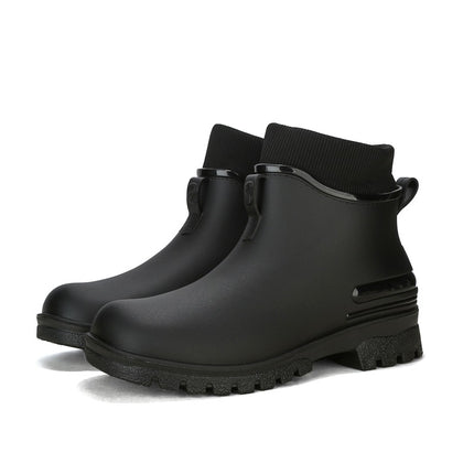 Water Shoes for Women, Chelsea Style with Fleece Lining, Short Rain Boots for Men, Low-Top Rubber Shoes for Men and Women, Non-Slip and Wear-Resistant