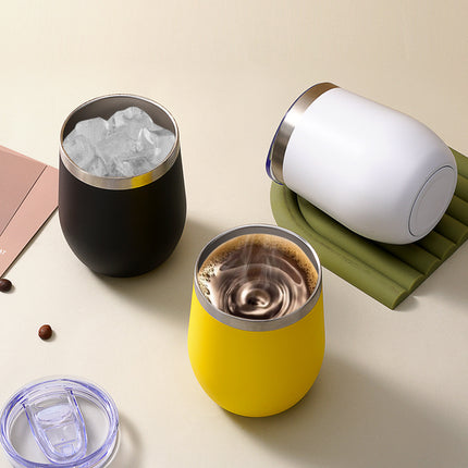 304 Stainless Steel Eggshell Cup Portable Cross-Border U-Shaped Wine Thermos Cup 12oz Cup American Style Wholesale Aviation Cup