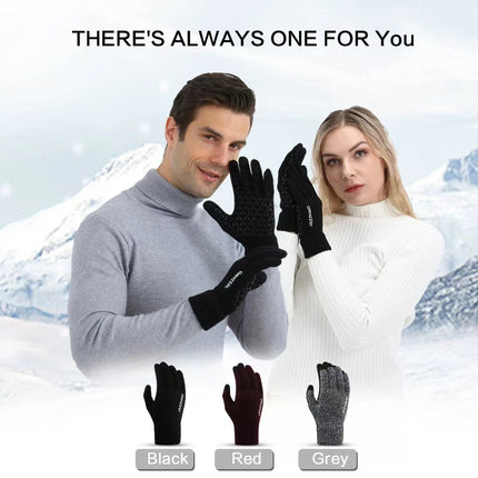 Knitted warm winter thickened brushed non-slip wool plush outdoor riding touch screen wear-resistant breathable windproof gloves