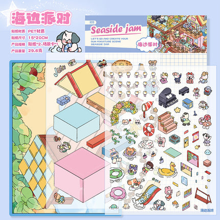 Language idle pet miniature landscaping cute sticker book freeze frame happy series three-dimensional fun landscaping 18 posting paper