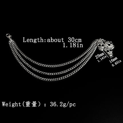 Punk Hip-Hop Skull Multi-Layer Titanium Steel Shoe Chain Trendy Cool Personality Martin Boots Exaggerated Halloween Ghost Head Shoe Accessories