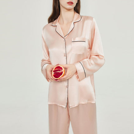 Silk Pajamas for Women 100% Mulberry Silk Long-Sleeved Long Pants Home Wear Set Spring Two-Piece Set
