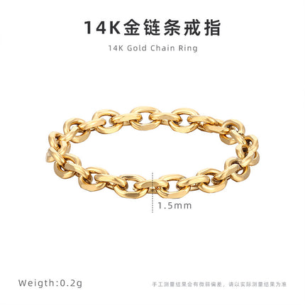Cross-border French Advanced Chain Ring Soft Chain 14K Gold Titanium Steel Electroplated Women's Niche Simple Fashion Accessories Wholesale