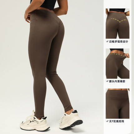 Autumn and Winter Thickened Composite Yoga Pants fleece-lined Tights Naked Elastic Sports Pants No T Line High Waist Hip Lifting Pants