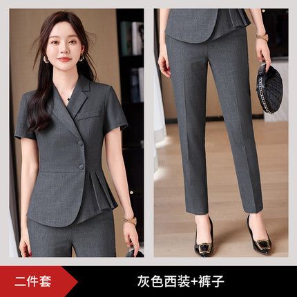 Formal wear women's suit suit fashionable elegant high-end business wear goddess style summer suit hotel front desk work clothes