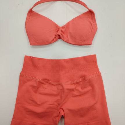 suit DF Amazon Explosions Shorts Small Bra High Elastic Superfine Extinction Nylon Hanging Neck Beauty Back Sports Vest