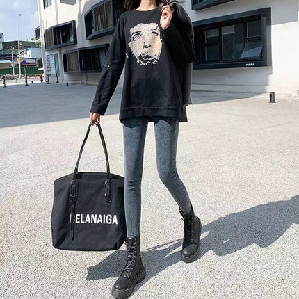 High-Waisted Women's Jeans Spring and Autumn 2025 New Slim Fit Pencil Versatile Stretchy Fashion Skinny Pencil Pants Trendy