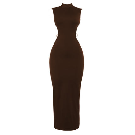Celebrity Style Cross-Border Sexy Women's Solid Color Sleeveless Hollow-Out Backless Fashion Party Temperament Personality Dress for Women