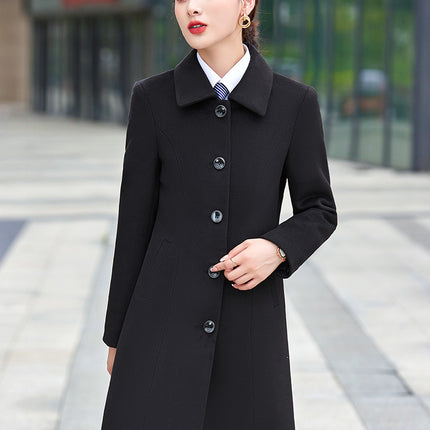 Professional woolen coat women's winter cotton and thickening sales office property tooling high-end case work clothes woolen coat