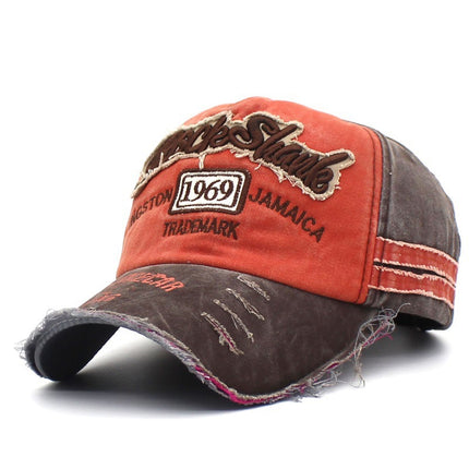 Distressed Washed Baseball Cap for Men and Women Torn Edge Retro Peaked Cap with Letters 1969 Embroidered Baseball Cap Sun Hat
