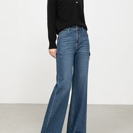 Trendy Denim Wide-Leg Pants 2026 Spring New Style Loose Drape Slimming Flared Pants Casual Versatile Floor-Length Trousers