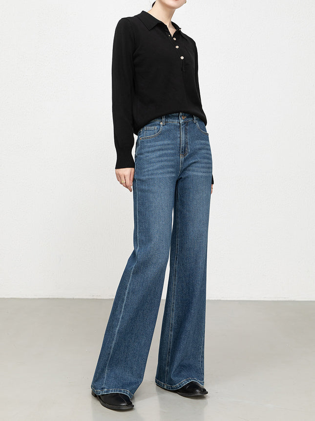 Trendy Denim Wide-Leg Pants 2026 Spring New Style Loose Drape Slimming Flared Pants Casual Versatile Floor-Length Trousers