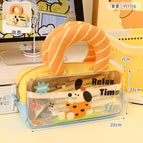 Large portable pencil case-orange lazy bark (single pencil case)