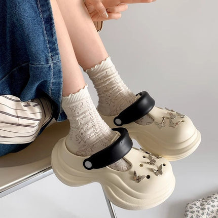 Explosive Wear-resistant Butterfly Accessories eva Summer Women's Baotou Slippers Simple Quick-drying Wear-resistant Non-slip Lightweight Height-increasing