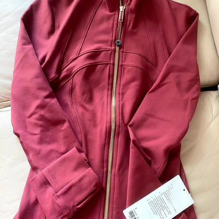 Lulu Same Style Gold Zipper Long Sleeve Jacket Yoga Suit Spring Sports Top Tight Sports Slim Jacket Women's Coat