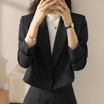 High-end White Small Suit suit Women's Autumn Small Business Wear Short Suit Casual Internet Celebrous Two-piece Set