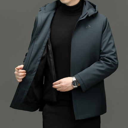 2024 Winter fleece-lined Thickened Cotton Coat Men's Middle-aged and Elderly Dad Hat with Removable Inner Liner Warm Cotton Coat
