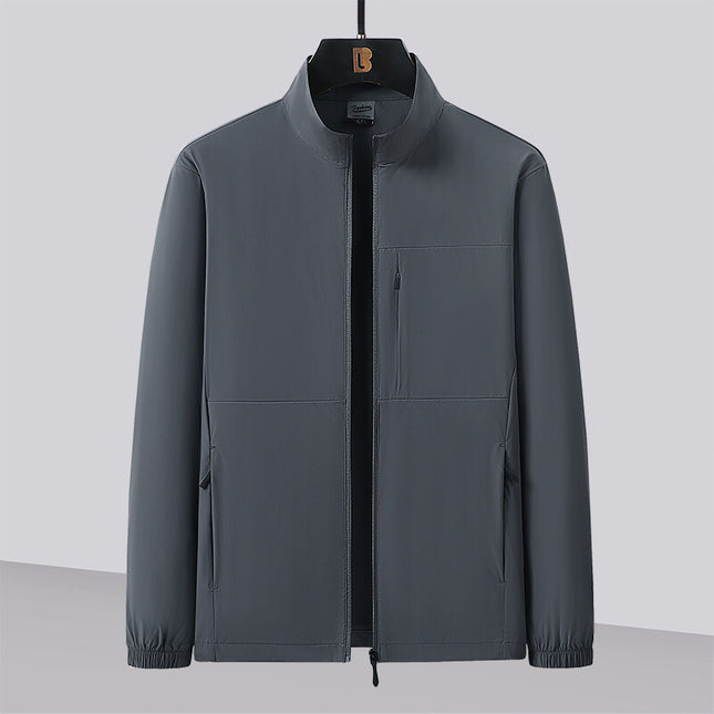 Men's Lightweight Breathable Stand Collar Jacket 2025 Summer New Men's Middle-Aged and Elderly Business Casual Jacket
