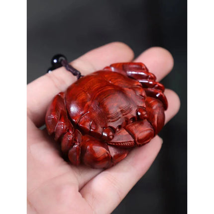 Lobular red sandalwood wood carving handle piece fortune pendant brave play piece text wealth pendant wood text play crafts