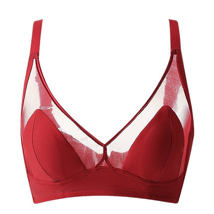 French Style Pure Big Chest Small Underwear Women's Ultra-thin Sexy Mesh Nail Breast Anti-sagging Rabbit Ear Cup Bra