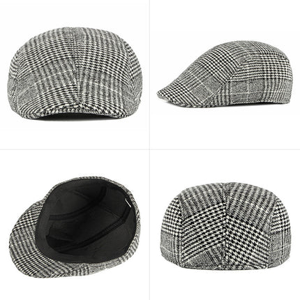 Factory hat wholesale simple Plaid warm full seal woolen beret autumn and winter men's and women's cap forward hat