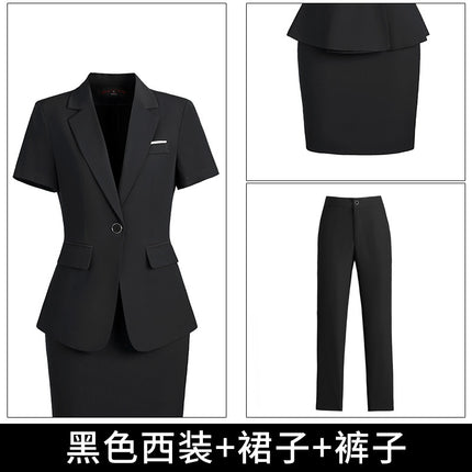 [Autumn Wear] Professional suit Female Temperament Workwear Goddess Fan Hotel Manager Short-sleeved Suit Summer Work Clothes