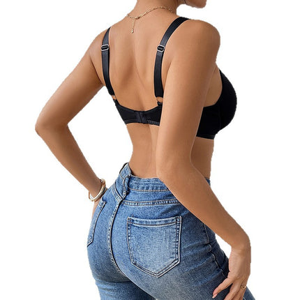 European and American Cross-Border Underwear New Sexy Black Sports Bra Amazon Best-Selling Hollow Inner Camisole