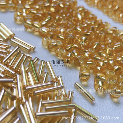 Silver filling series full set Golden Rice beads tube beads loose beads handmade diy jewelry hand sewing clothing accessories material
