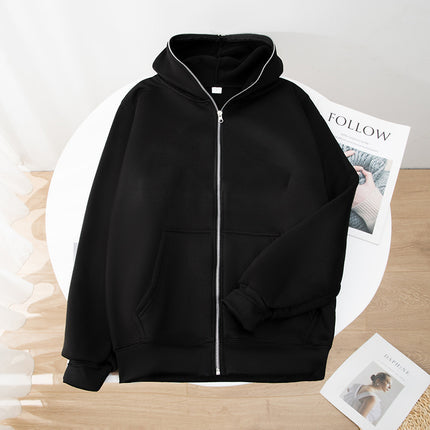 Zipper Hooded Sweatshirt Jacket Fashion Casual Iron Zipper Hooded Sweatshirt Women's Versatile High Collar Hoodie Jacket