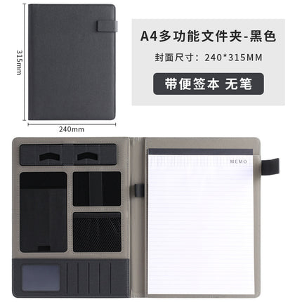 Multi-function A4 folder business contract sales manager clip leather contract pad talk single mobile phone holder