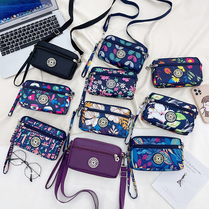 2023 New Shoulder Crossbody Bag Middle-aged and Elderly Mother Bag Oxford Cloth Multi-layer Casual Crossbody Mobile Phone Coin Purse Bag