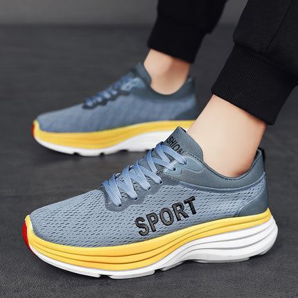 Breathable Low-top Sneakers Men's 2023 Summer New Arrival Lightweight Thick-soled Wear-resistant Casual Shoes All-match Trendy Running Shoes