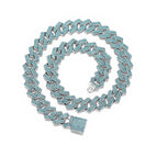 silver Sea Blue Strip Cuban Chain / 18inch（45cm）