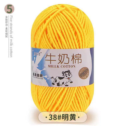 Five-Strand Milk Cotton Yarn Wholesale Medium-Thick Yarn Crochet Doll Shoes Scarf DIY Knitting Material Kit Crochet