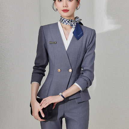 High-end Suit suit Female Spring and Autumn Professional Temperament Goddess Fan Hotel Manager Front Desk Reception Beauty Salon Overalls