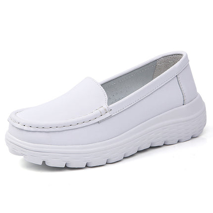 Nurse Shoes for Women, Hollow-Out White Soft-Soled Breathable Non-Tiring Non-Slip Thick-Soled Height-Increasing Medical Black Work Shoes for Mothers