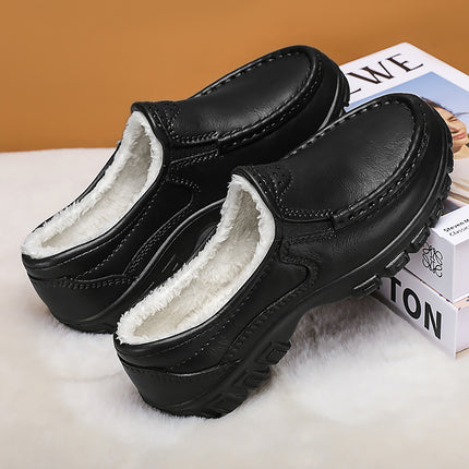 Explosions Winter Cotton Shoes Men's Light fleece-lined Casual Leather Shoes Men's Cross-border Slip-on fleece-lined Driving Shoes Garden Shoes