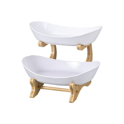 Imitation Wood Grain Household Cross-Border Multi-Layer Household Living Room Fruit Plate Candy Fruit Plate Three-Layer Double-Layer Plastic Rack Fruit Plate