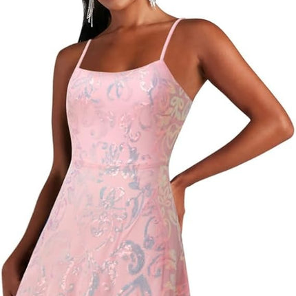 Cross-Border Women's Glitter Sequin Loose Mini Cocktail Party Dress with Straps (5 Colors) Sequin Dress