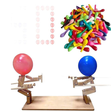 Double Battle Fencing Balloon Man Toy Wooden Interactive Figure Handmade Wooden Fencing Puppet