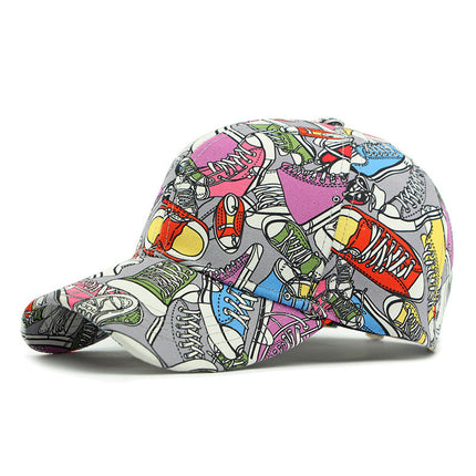 Women's Spring and Summer Sun Protection Visor Hat, Fashionable Ripped Graffiti Print Letter Baseball Cap, Men's Hard Brim Cap