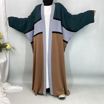 Cross-Border Exclusive for Muslims Spliced Cardigan Robe Middle East Turkey Dubai Fashion Floor-Length Skirt 1459
