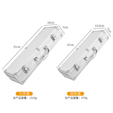 Small tube handle aluminum box grill suit BBQ outdoor barbecue tools suit stainless steel small tube handle barbecue utensils