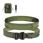 Military green-belt + waist bag + keychain three-piece set