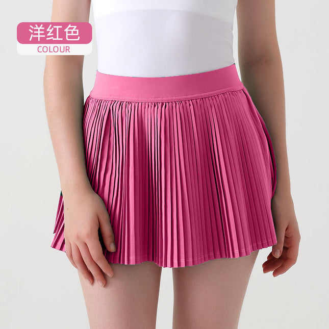 New Sports Short Skirt Women's Organ Pleated Sports Breathable Yoga Wear Fitness Skirt Fake Two-Piece Anti-Light Tennis Skirt