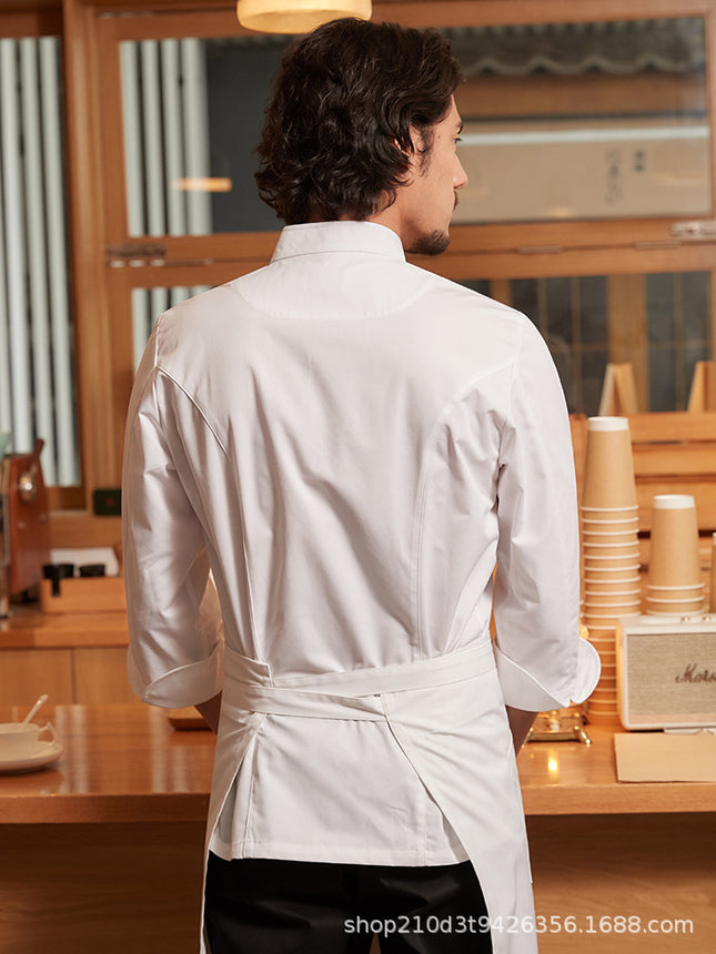 Chef's Uniform Long-Sleeved Men's Hotel Western Restaurant Kitchen Work Clothes Stain-Resistant Workwear Catering Workwear
