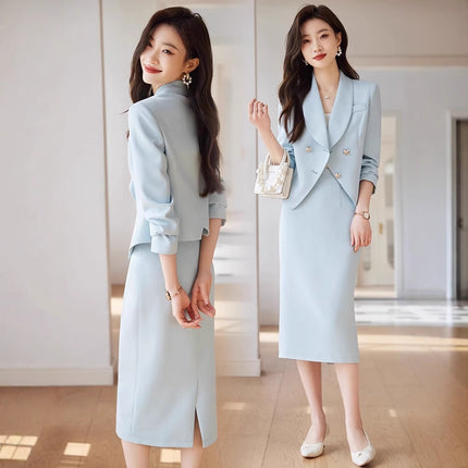 Black Suit suit Women's Spring and Summer New Professional Temperament Goddess Fan High-class Suit Jacket Two-piece Suit Dress