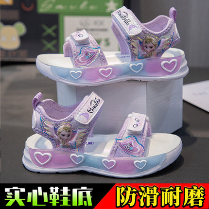 Children's Sandals Girls Beach Shoes Summer New Cartoon Girls Princess Shoes Cute Soft Sole Baby Sports Sandals