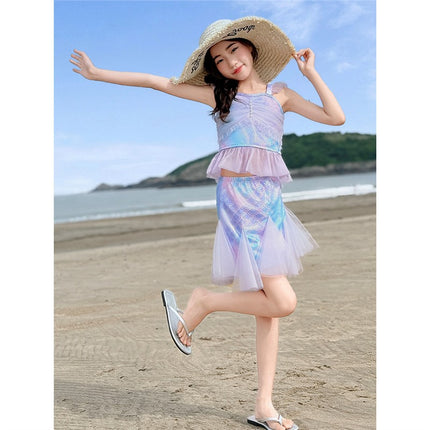 Girls' Swimsuit 2025 New Model Mermaid Style, Stunning Seaside Resort Style, High Aesthetic Value, Trendy Beachwear, Very Attractive